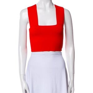 A.L.C. - Square Neckline Sleeveless Crop Top - Red - XS